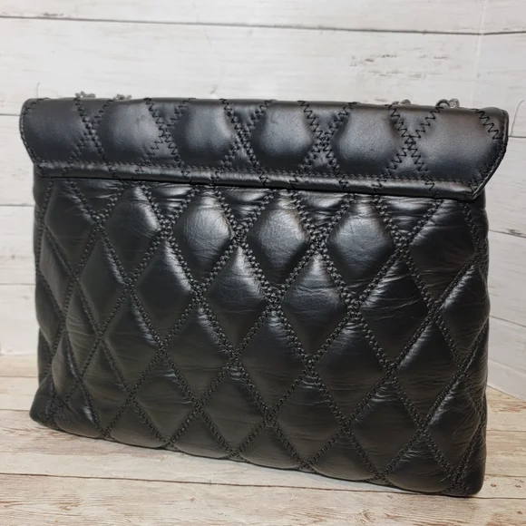 Elegant Black Quilted Satchel
